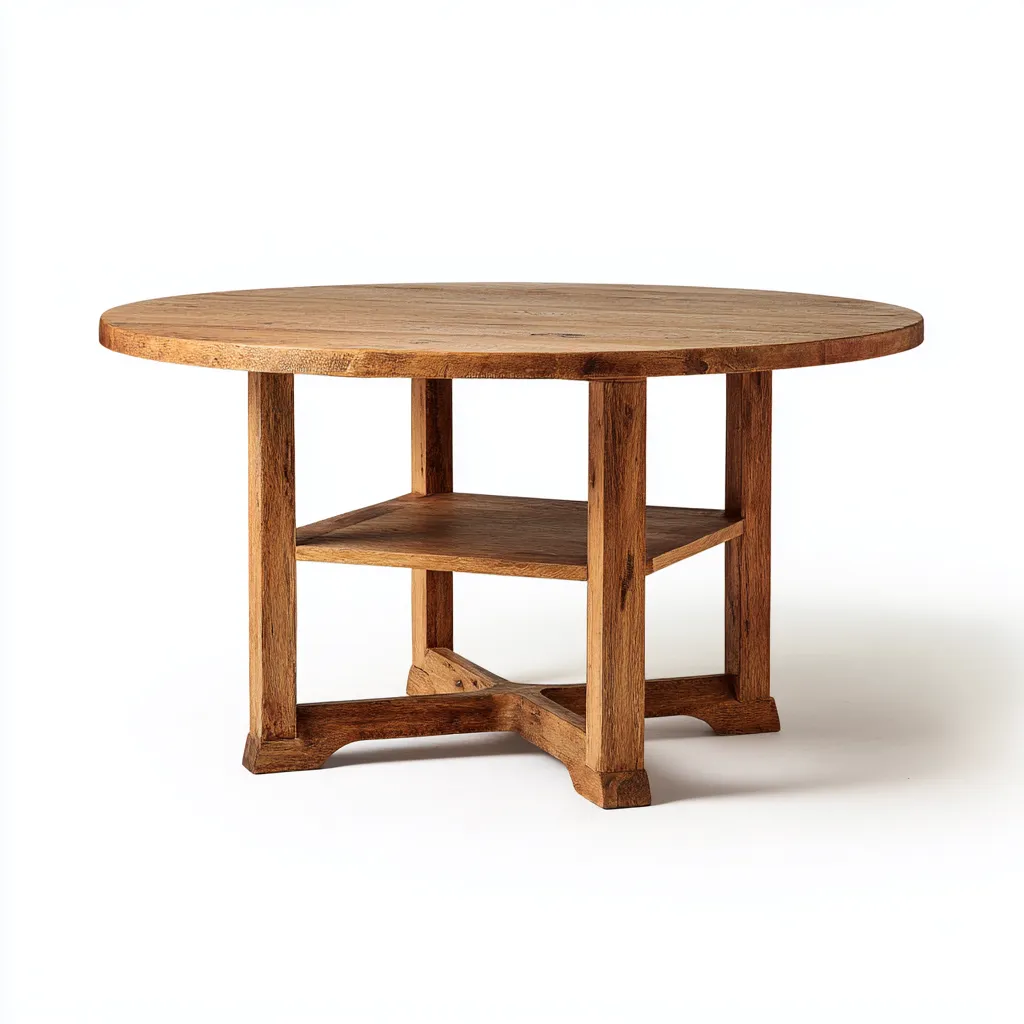 Table à manger - bois - 120x120x76 cm - naturel - design rustique-Villaaro