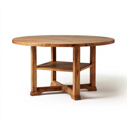 Table à manger - bois - 120x120x76 cm - naturel - design rustique-Villaaro