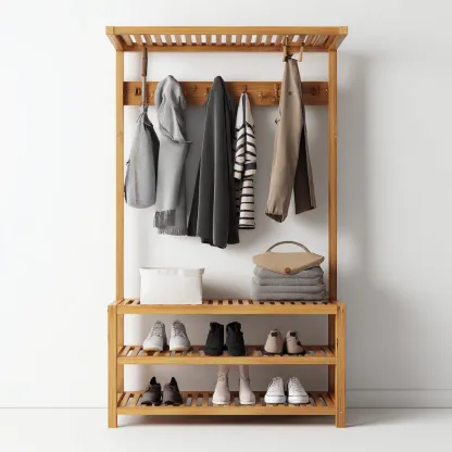 Porte manteau - bambou - 90x35x180 cm - couleur naturelle - style moderne-Villaaro
