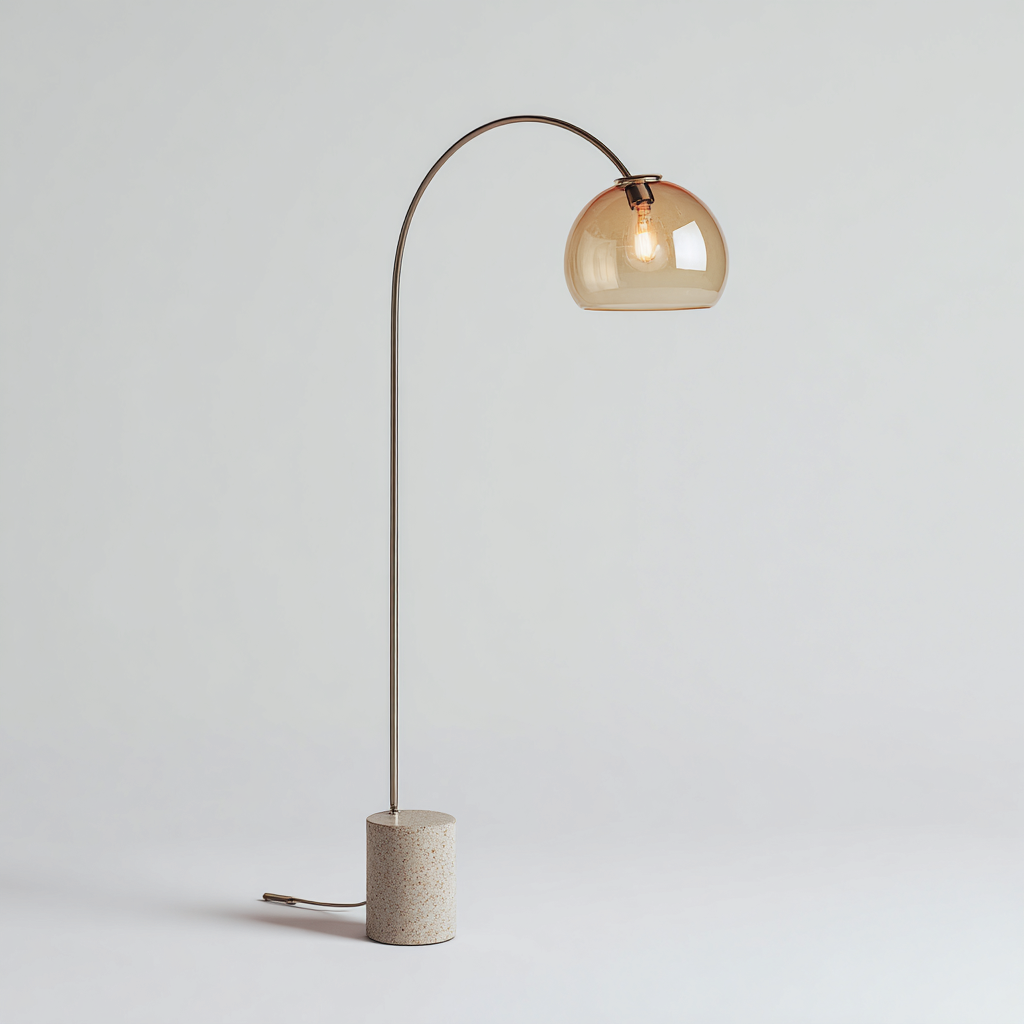 Lampadaire - métal-terrazzo-verre - 38x20x168 cm - ambre-beige-argent - style moderne-Villaaro