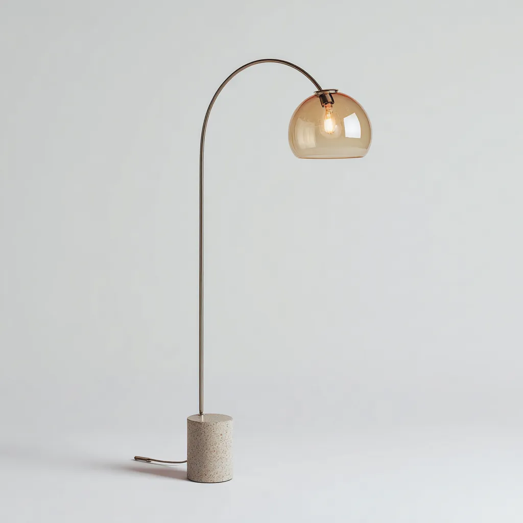 Lampadaire - métal-terrazzo-verre - 38x20x168 cm - ambre-beige-argent - style moderne-Villaaro