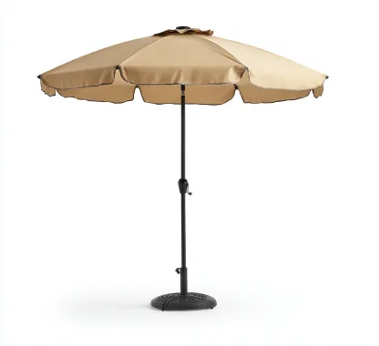 Parasol de jardin - métal-tissu - 250x250x235 cm - beige - ouverture à manivelle-Villaaro