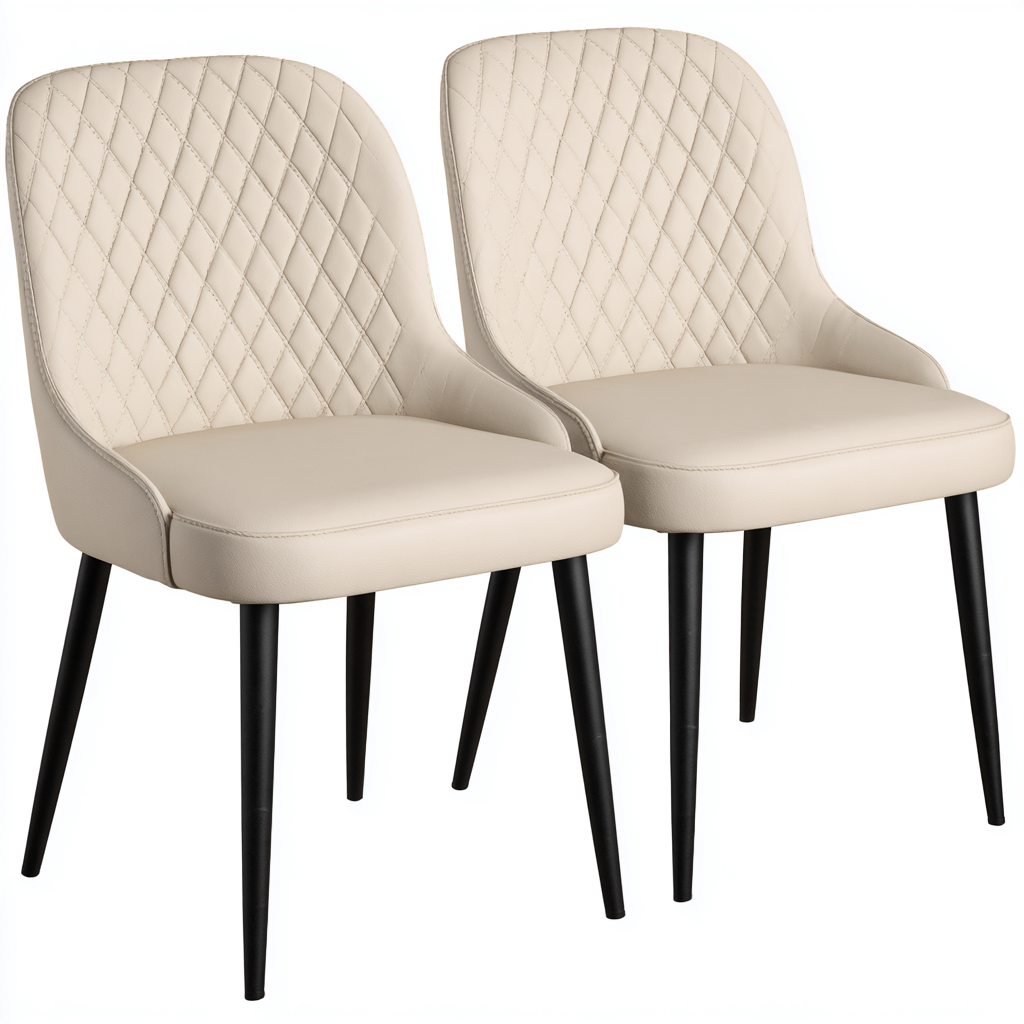 Chaise de salle à manger - similicuir-métal - 48x52x88 cm - beige - style contemporain-Villaaro