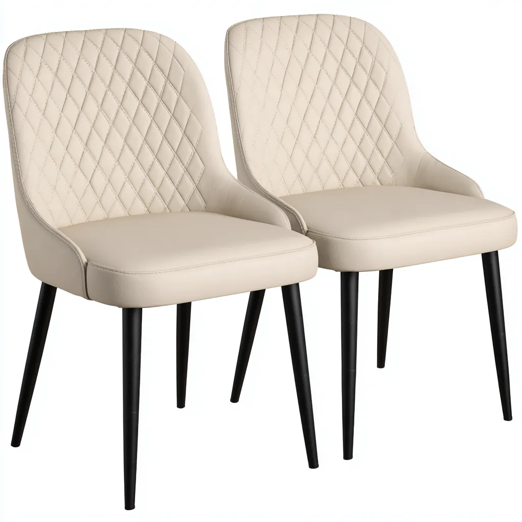 Chaise de salle à manger - similicuir-métal - 48x52x88 cm - beige - style contemporain-Villaaro