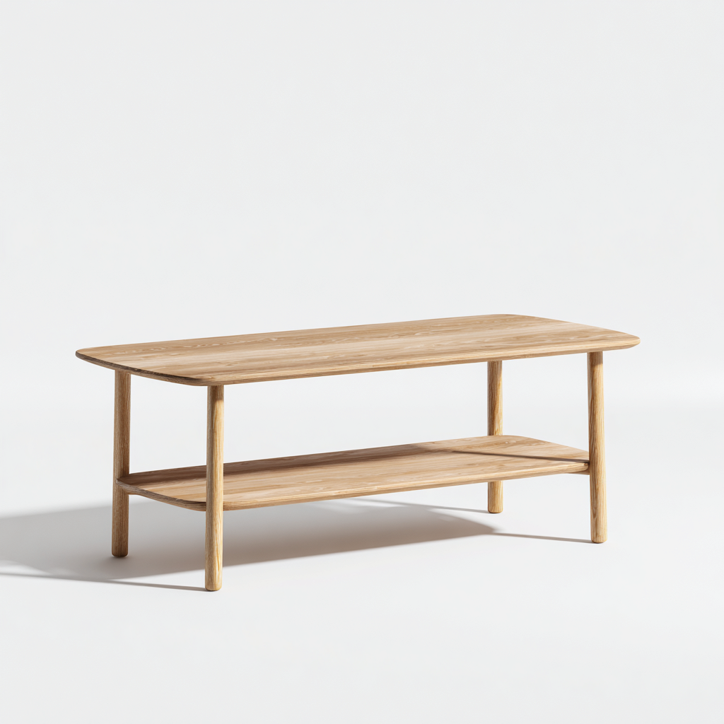 Table basse - bois - 110x45x42 cm - bois naturel - style scandinave-Villaaro