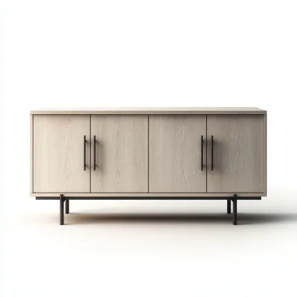 Meuble TV - bois-métal - 148x42x78 cm - chêne clair-noir - style contemporain-Villaaro