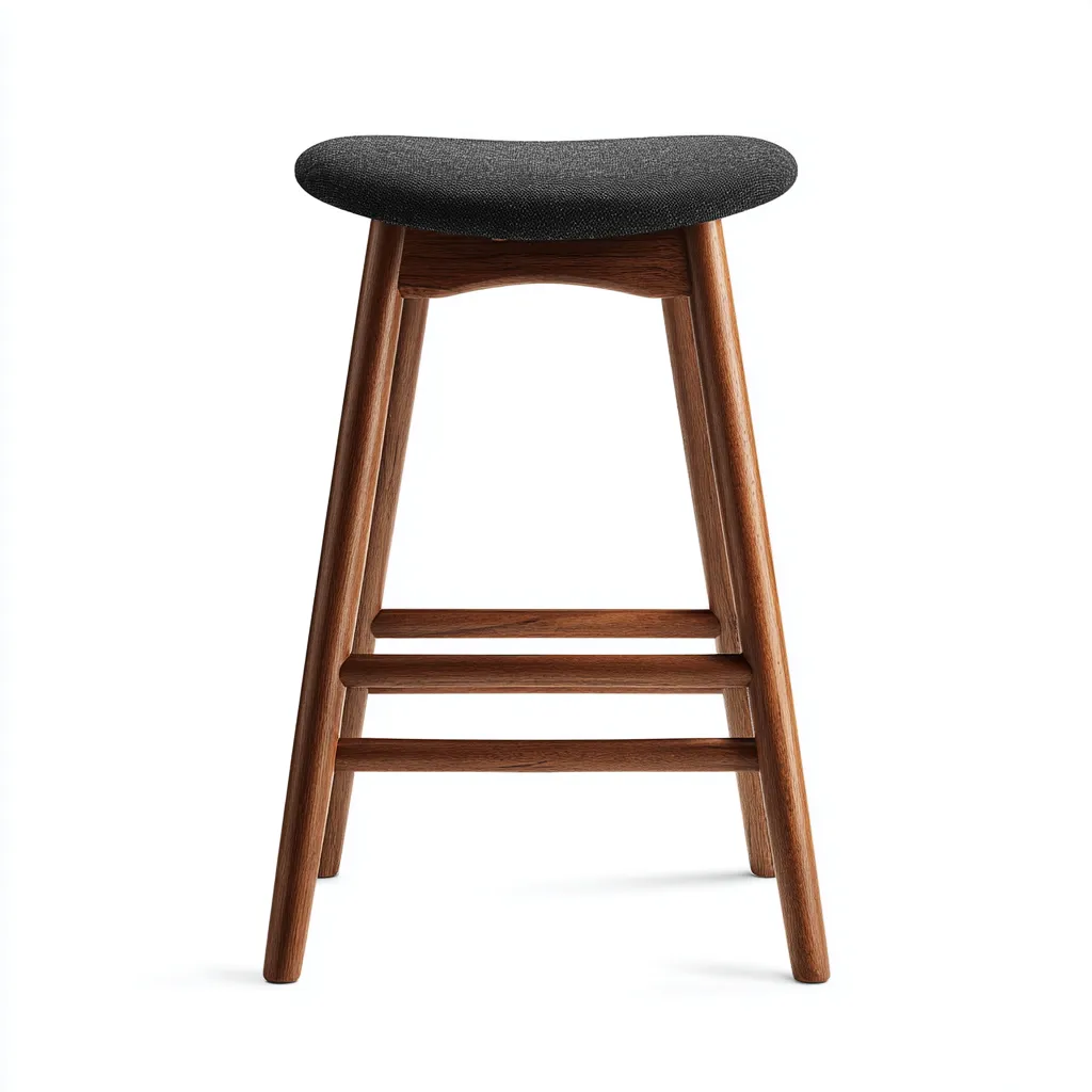 Tabouret de bar - bois-tissu - 38x34x66 cm - noyer-gris - design moderne-Villaaro