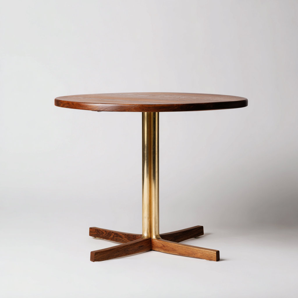 Table à manger - bois-métal - 90x90x75 cm - naturel-doré - design contemporain-Villaaro