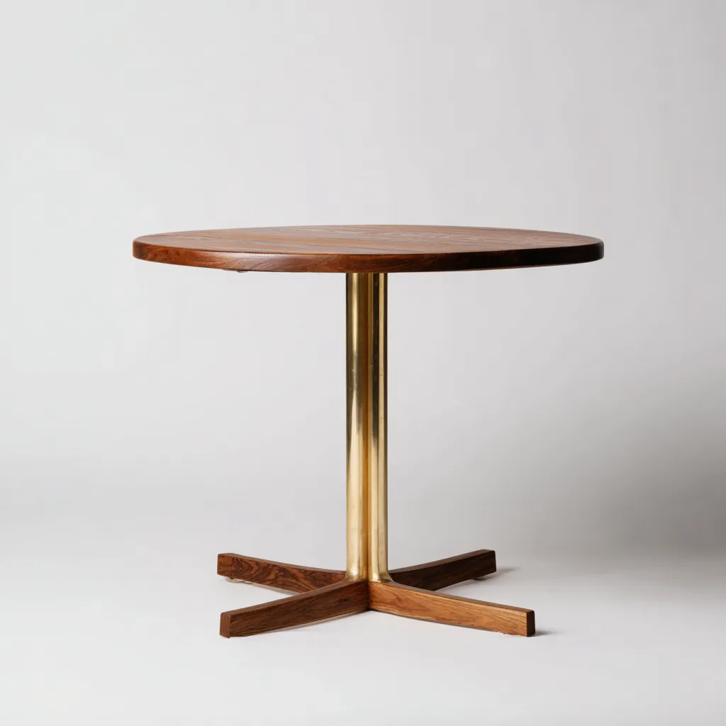 Table à manger - bois-métal - 90x90x75 cm - naturel-doré - design contemporain-Villaaro