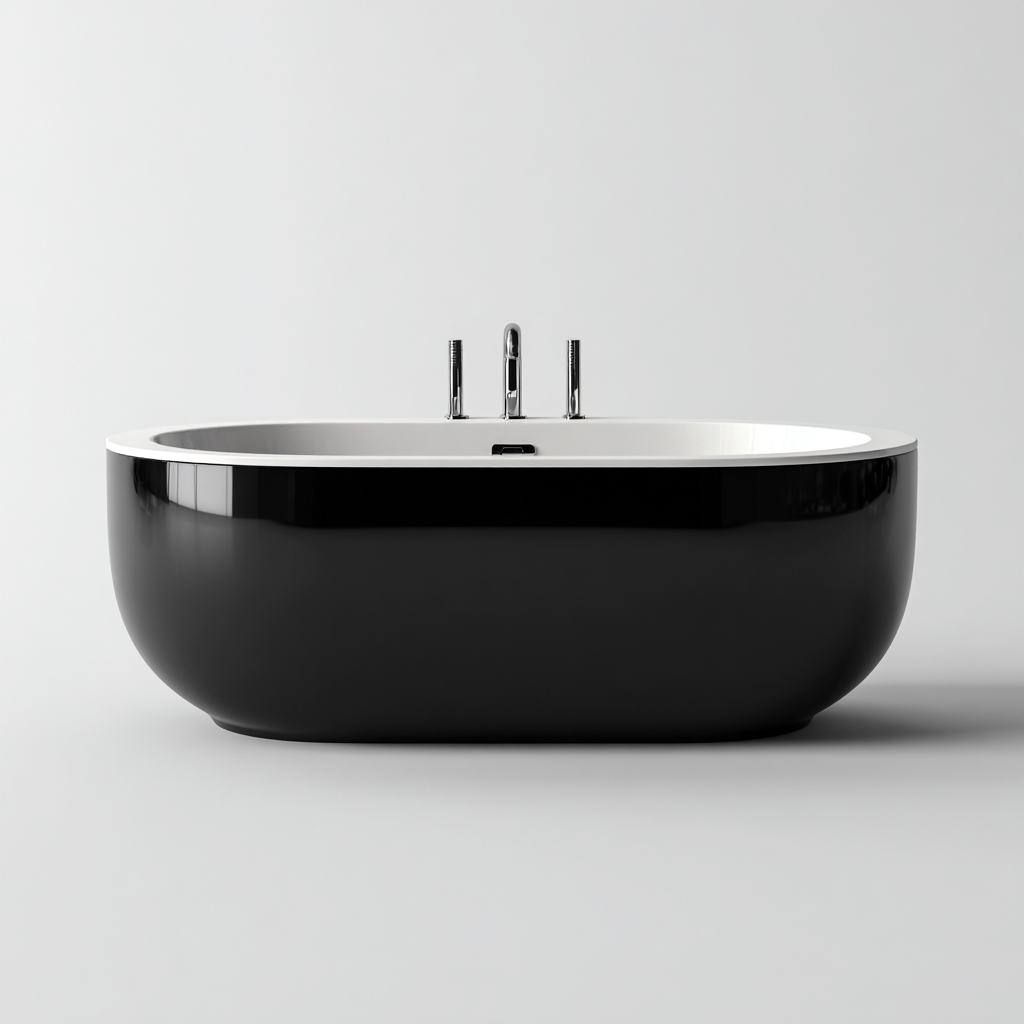 Baignoire - acrylique - 170x80x60 cm - noir-blanc - style moderne-Villaaro