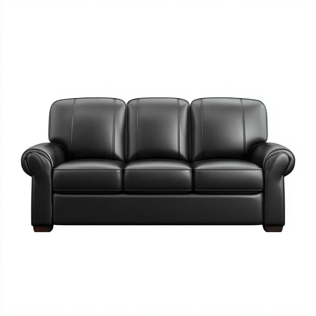 Canapé droit - cuir - 205x96x103 cm - noir - style classique-Villaaro