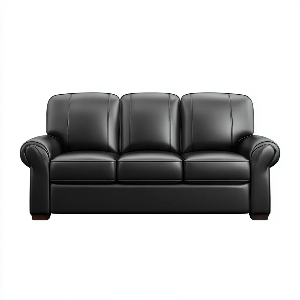 Canapé droit - cuir - 205x96x103 cm - noir - style classique-Villaaro