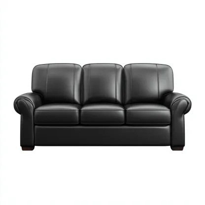 Canapé droit - cuir - 205x96x103 cm - noir - style classique-Villaaro