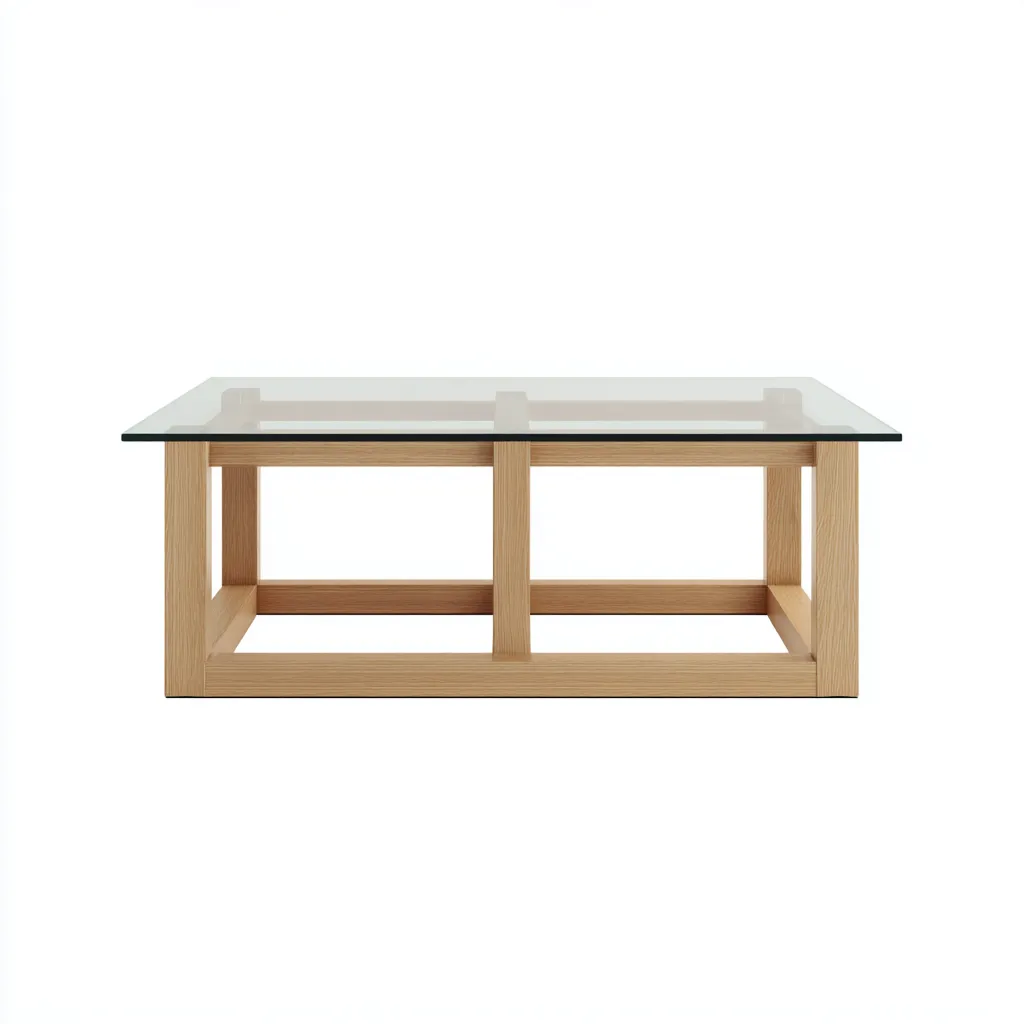 Table basse - verre-bois - 110x60x42 cm - transparent-bois clair - design moderne-Villaaro
