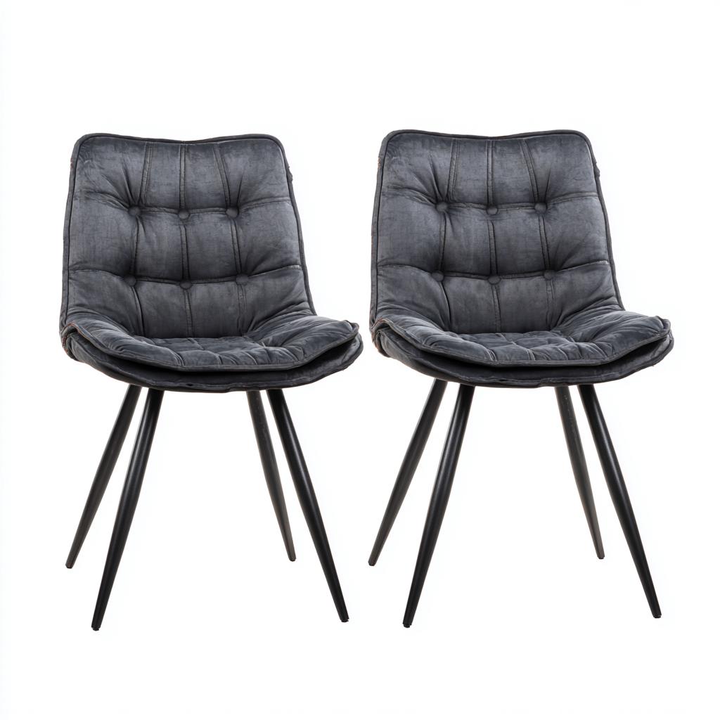 Chaise de salle à manger - velours-métal - 52x58x84 cm - gris - design moderne-Villaaro