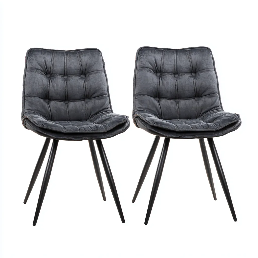 Chaise de salle à manger - velours-métal - 52x58x84 cm - gris - design moderne-Villaaro