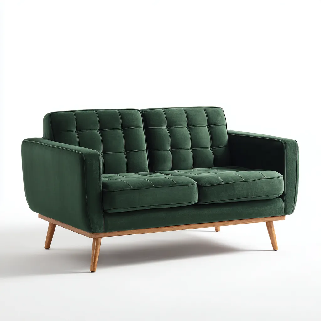 Canapé droit - velours-bois - 162x84x82 cm - vert foncé - style moderne-Villaaro