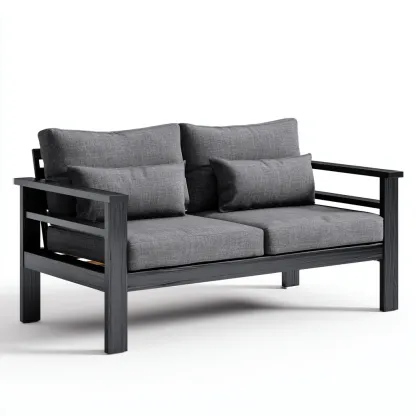 Canapé de jardin - métal-tissu - 170x88x82 cm - gris-noir - style moderne-Villaaro