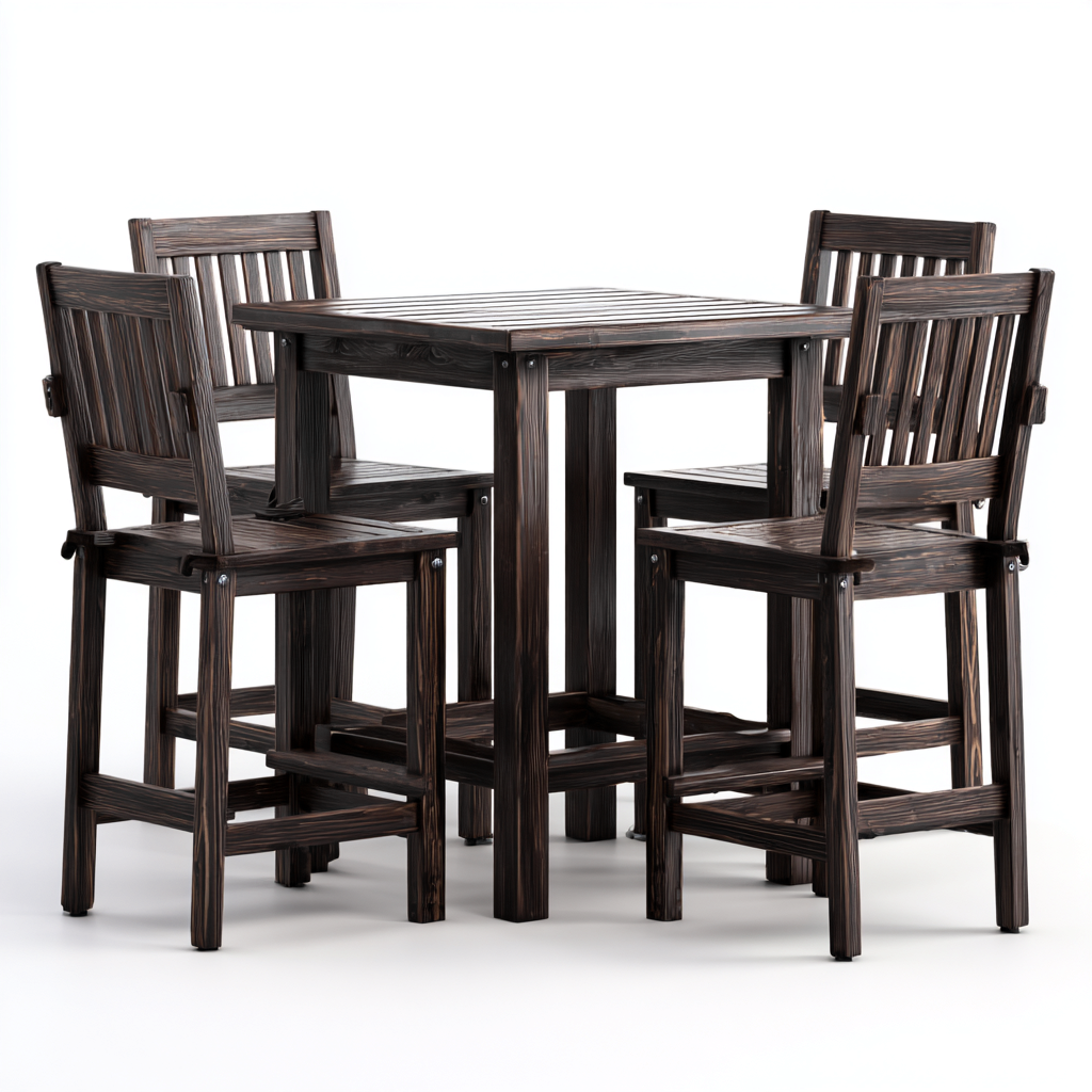Salon de jardin repas - bois - 93x93x107 cm - brun foncé - style classique-Villaaro