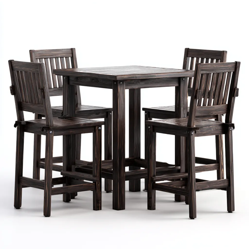 Salon de jardin repas - bois - 93x93x107 cm - brun foncé - style classique-Villaaro