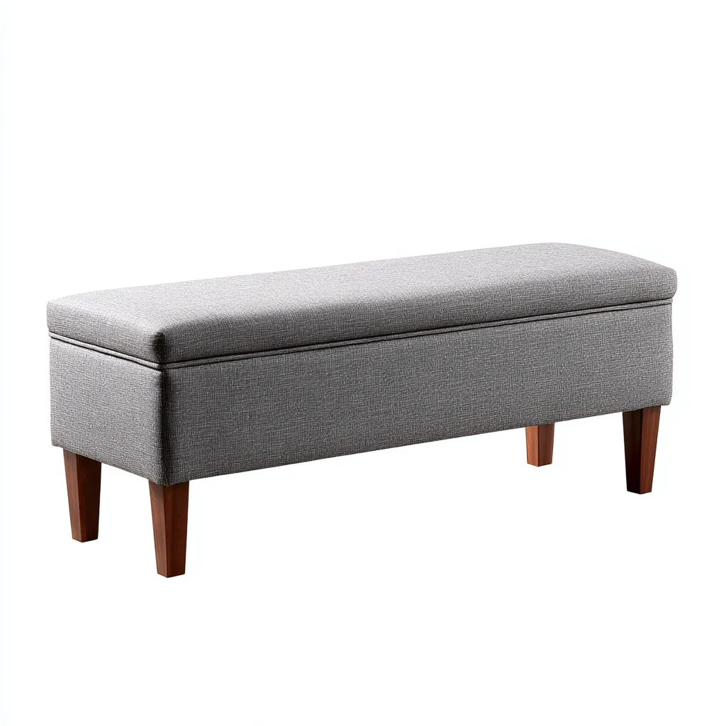 Banc d'entrée - tissu - bois - 121x40x48 cm - gris - design minimaliste-Villaaro