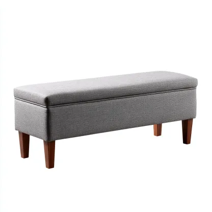 Banc d'entrée - tissu - bois - 121x40x48 cm - gris - design minimaliste-Villaaro