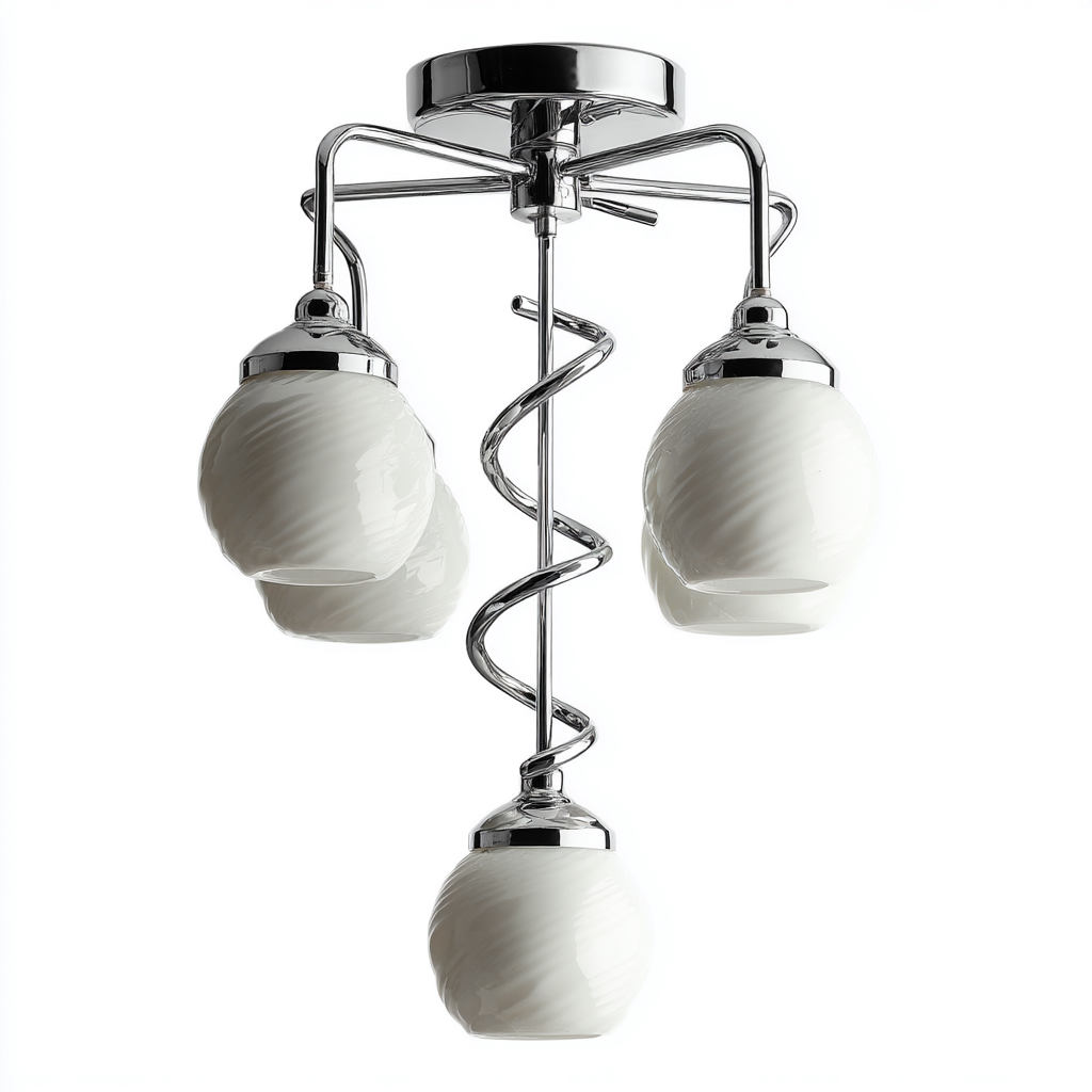 Plafonnier - métal-verre - 38x38x46 cm - blanc-argenté - style moderne-Villaaro