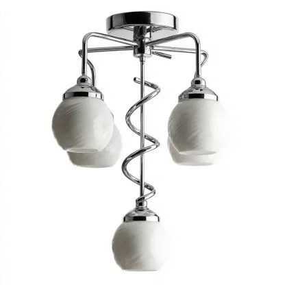 Plafonnier - métal-verre - 38x38x46 cm - blanc-argenté - style moderne-Villaaro