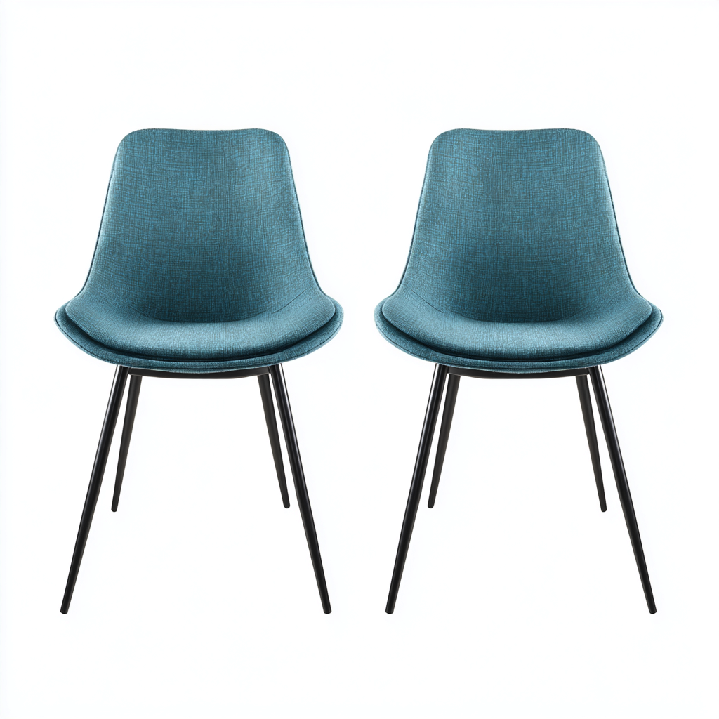 Chaise de salle à manger - tissu-métal - 42x45x82 cm - bleu - design moderne-Villaaro