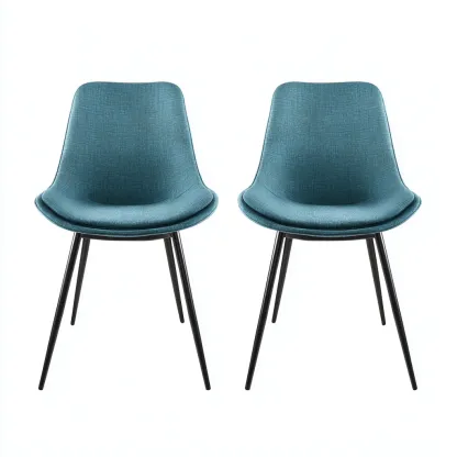 Chaise de salle à manger - tissu-métal - 42x45x82 cm - bleu - design moderne-Villaaro