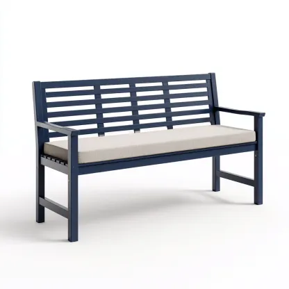 Banc de jardin - bois-métal - 130x60x90 cm - bleu-beige - style moderne-Villaaro