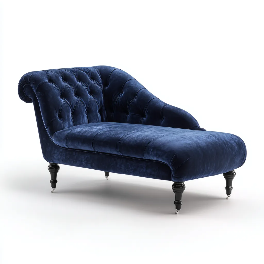 Chaise longue tappezzata velluto 176x79 cm - blu navy - stile classico-Padovae