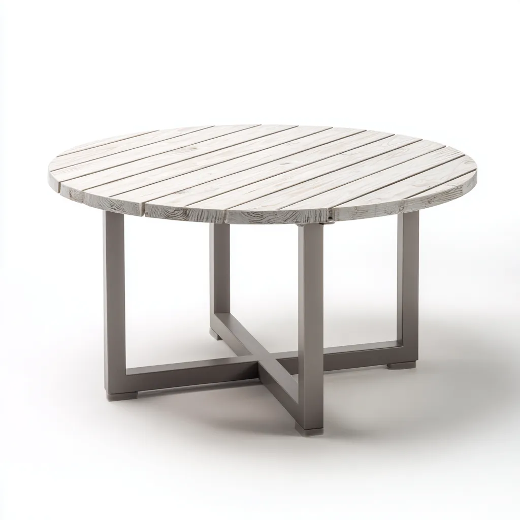 Tavolo Da Giardino – Metallo-Legno – 120X120X74 Cm – Grigio-Legno Chiaro – Design Moderno – Per Esterno-Padovae