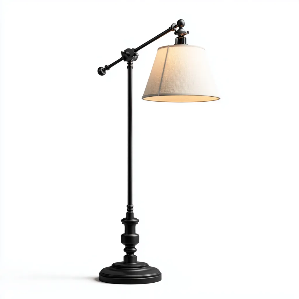 Lampada Da Terra Metallo Tessuto 40X28X150 Cm – Nero-Bianco – Design Classico – Per Soggiorno-Padovae