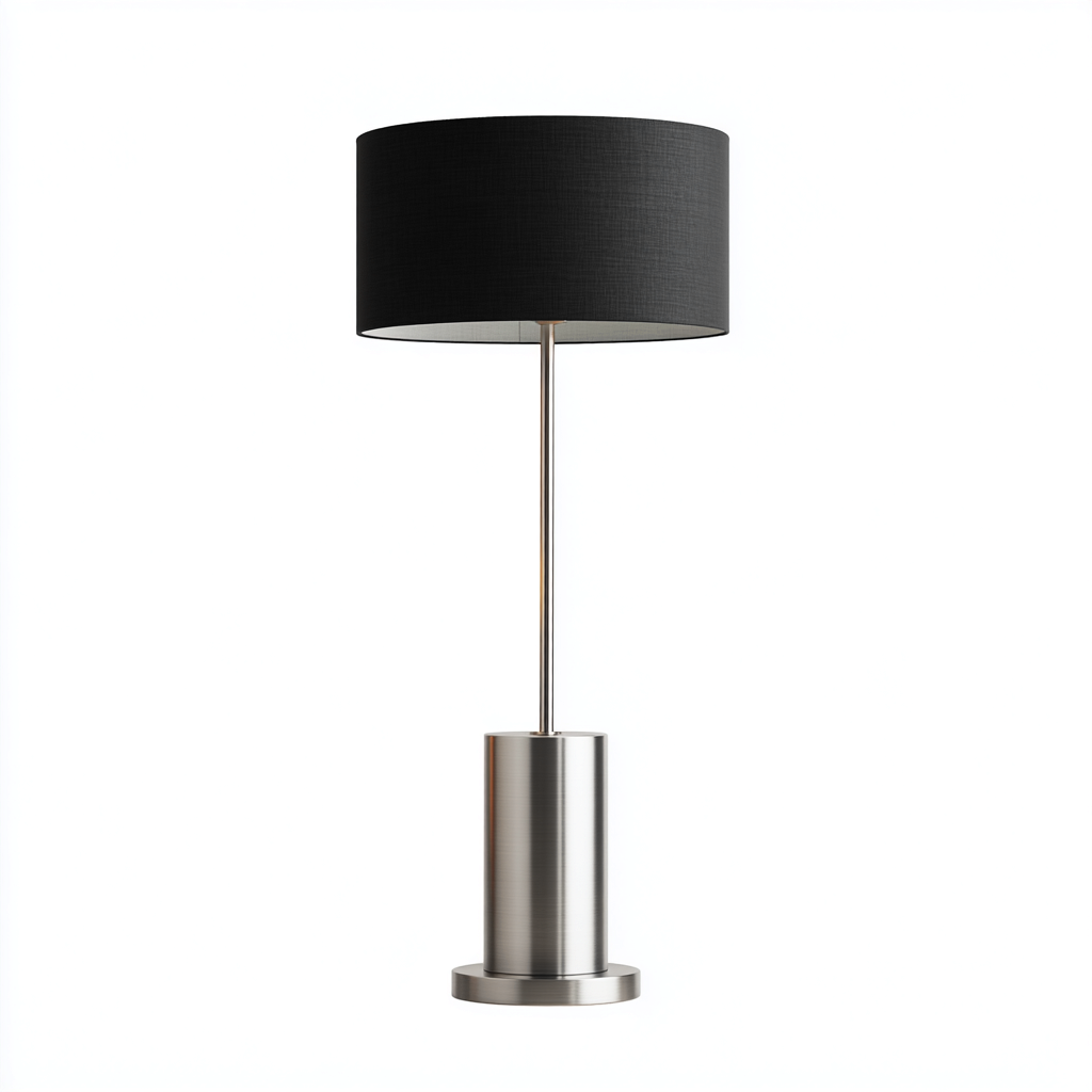 Lampada da terra in acciaio inox con paralume in tessuto nero 40x40x165 cm - argento-nero - design moderno-minimalista-Padovae