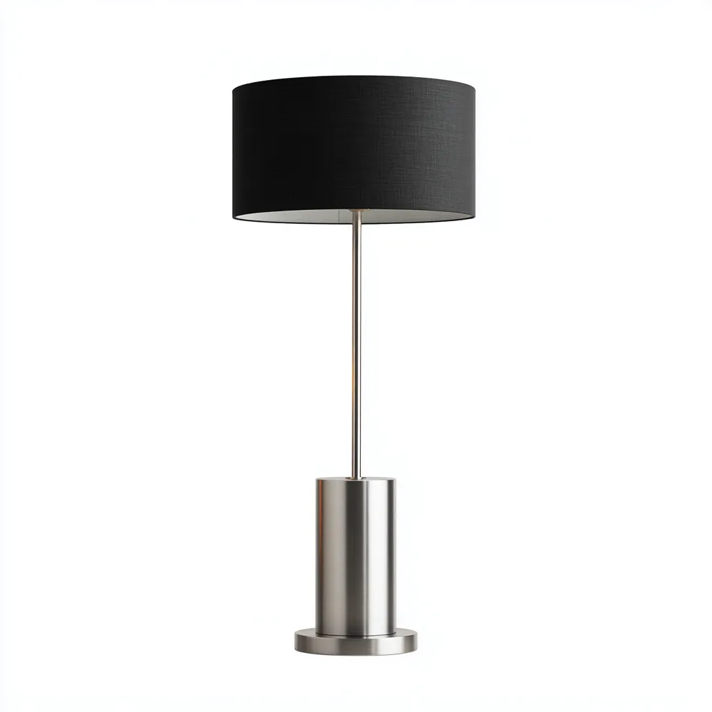 Lampada da terra in acciaio inox con paralume in tessuto nero 40x40x165 cm - argento-nero - design moderno-minimalista-Padovae