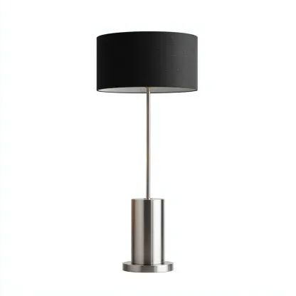 Lampada da terra in acciaio inox con paralume in tessuto nero 40x40x165 cm - argento-nero - design moderno-minimalista-Padovae