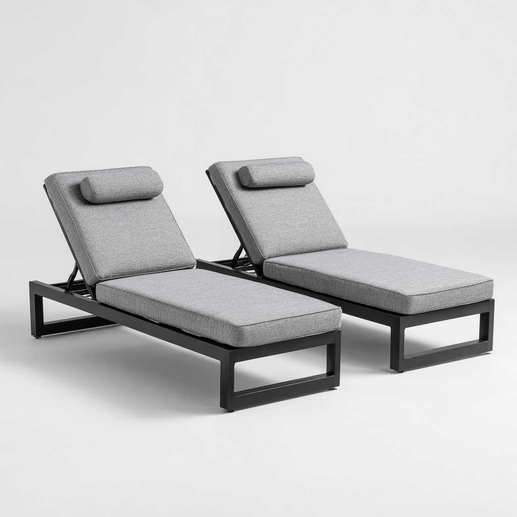 Lettini Da Sole Reclinabili 190×65×95 Cm – Grigio-Nero – Adeguati Per Giardino – Design Moderno-Padovae