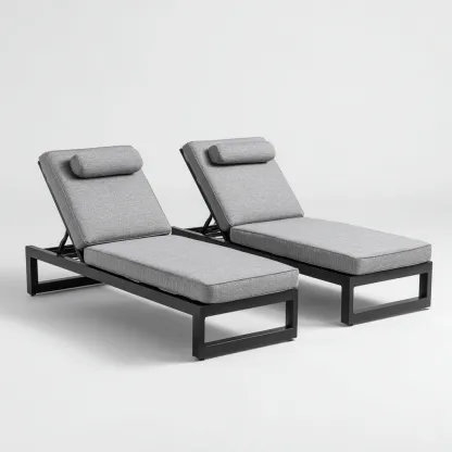 Lettini Da Sole Reclinabili 190×65×95 Cm – Grigio-Nero – Adeguati Per Giardino – Design Moderno-Padovae