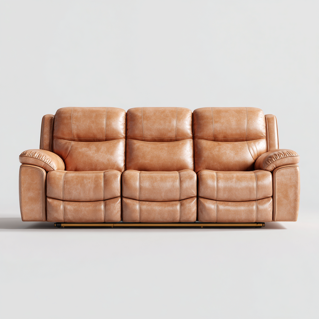 Divano lineare pelle-metallo 210x95x100 cm - marrone - design reclinabile-Padovae