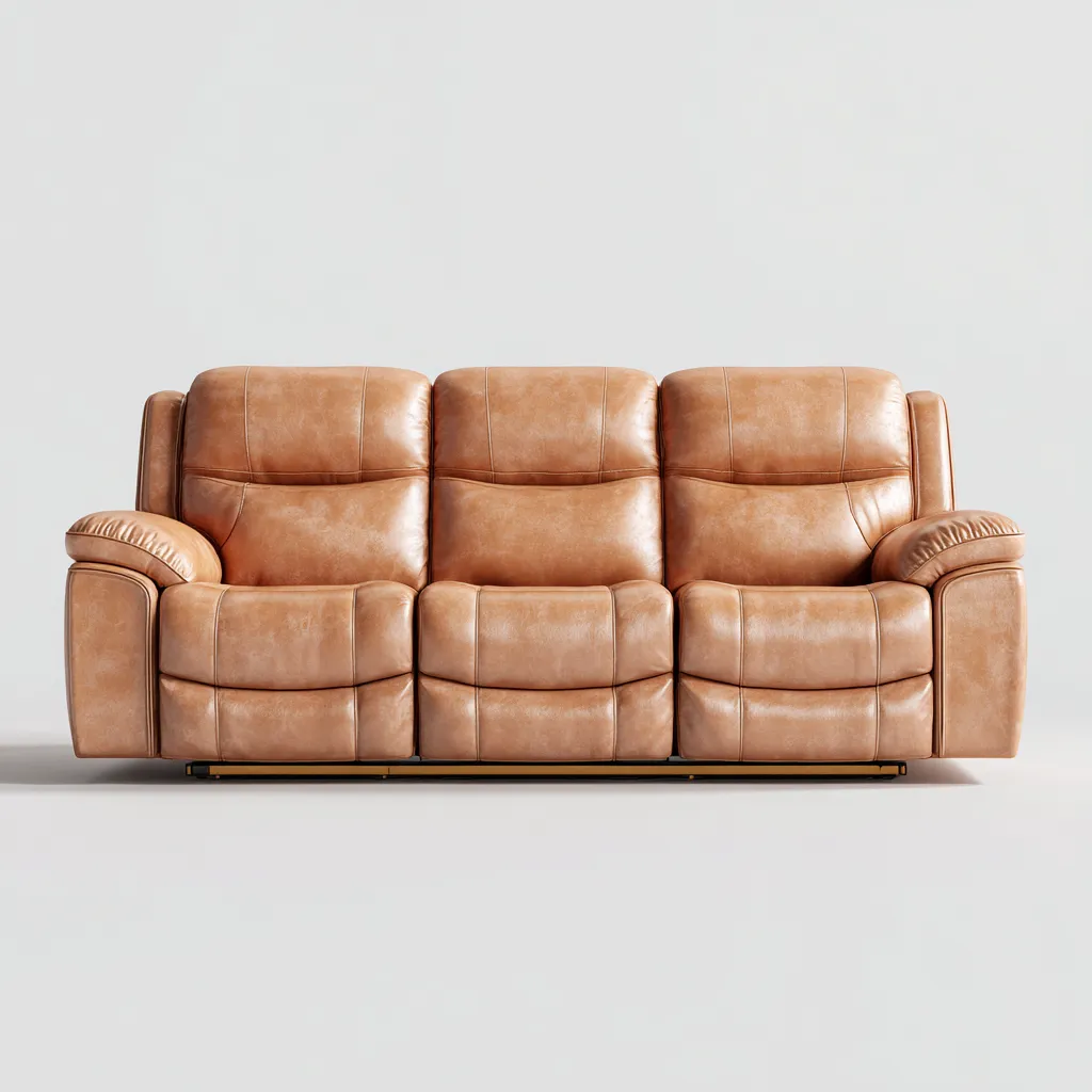 Divano lineare pelle-metallo 210x95x100 cm - marrone - design reclinabile-Padovae