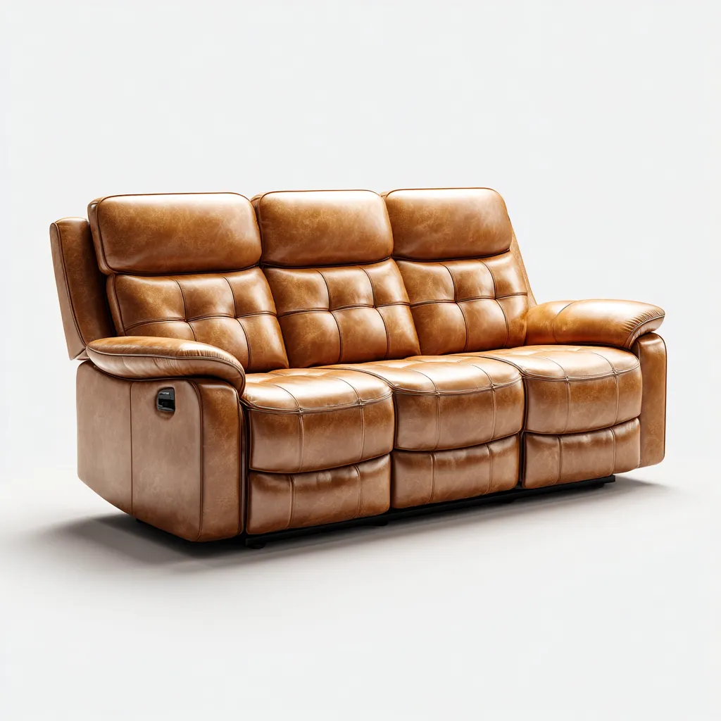 Divano lineare in pelle reclinabile 210x100x98 cm - cammello - stile moderno - adatto al soggiorno-Padovae