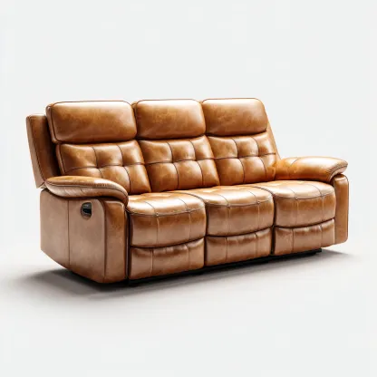 Divano lineare in pelle reclinabile 210x100x98 cm - cammello - stile moderno - adatto al soggiorno-Padovae