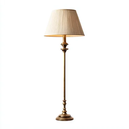 Lampada da terra in metallo con finitura ottone e paralume in tessuto 40x40x160 cm - beige - stile classico per soggiorno-Padovae