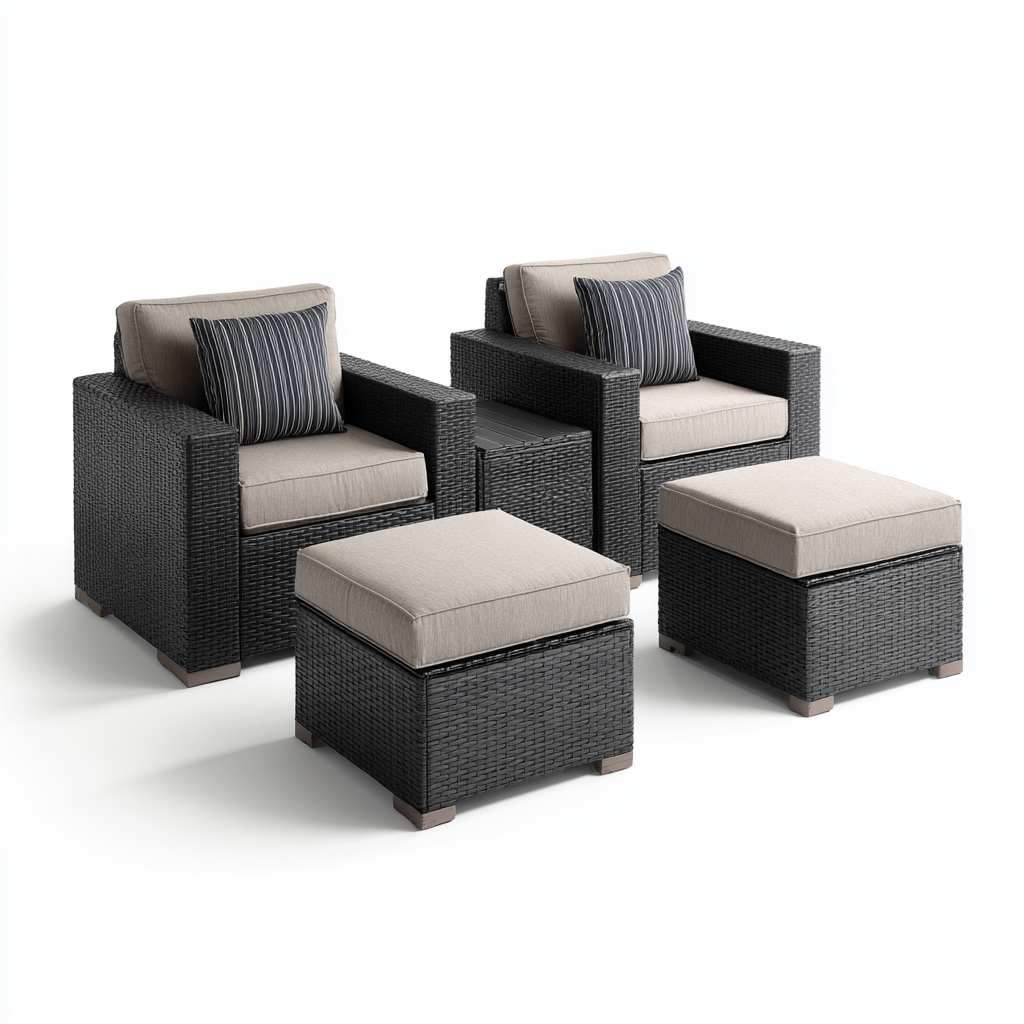 Divano da esterno in rattan sintetico con tavolino 120x75x85 cm - nero - stile moderno - per giardino e terrazza-Padovae