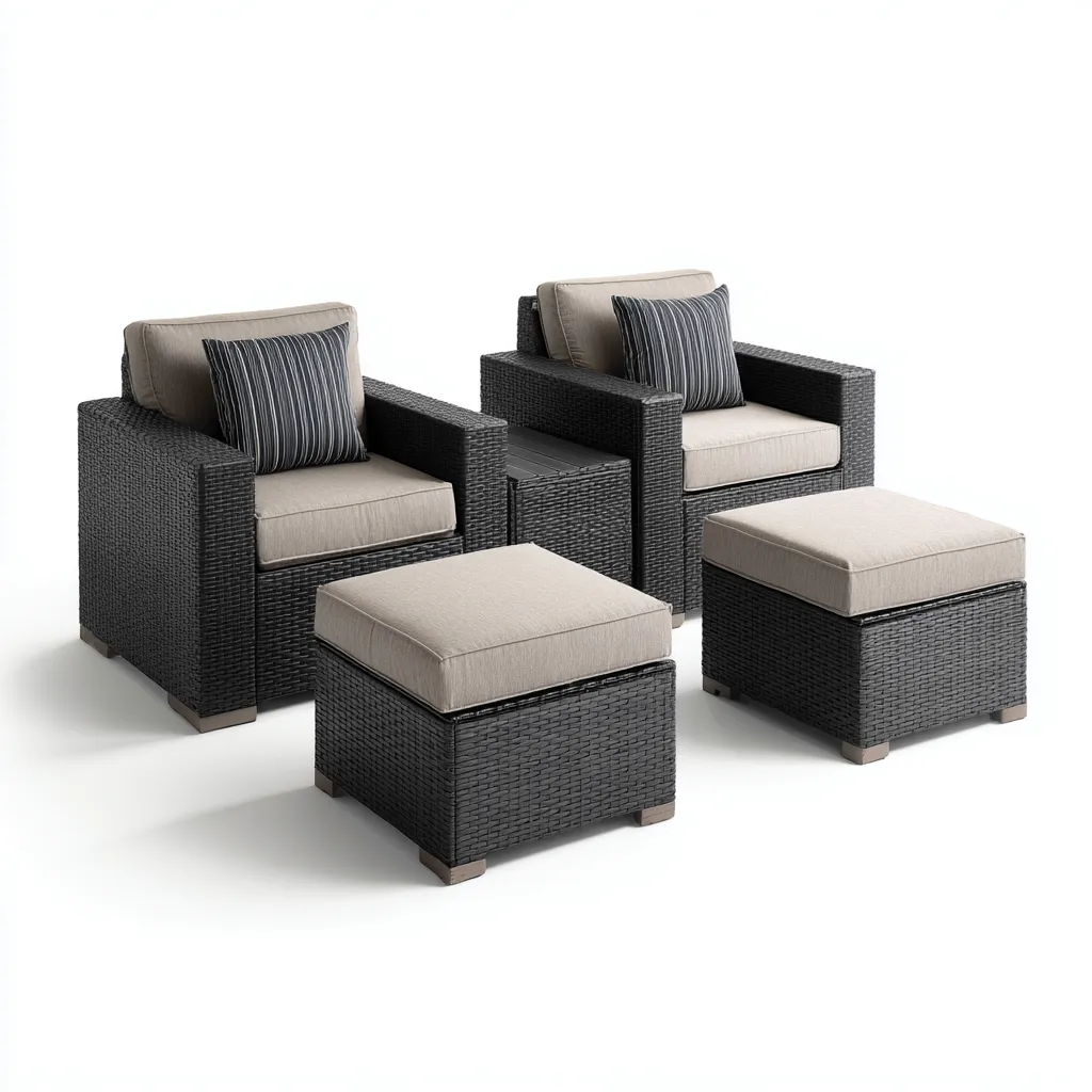 Divano da esterno in rattan sintetico con tavolino 120x75x85 cm - nero - stile moderno - per giardino e terrazza-Padovae