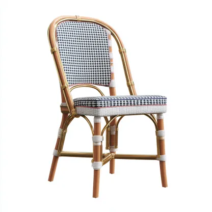 Sedia da giardino in rattan sintetico intrecciato 50x55x86 cm - marrone-bianco-nero - design classico per esterno-Padovae