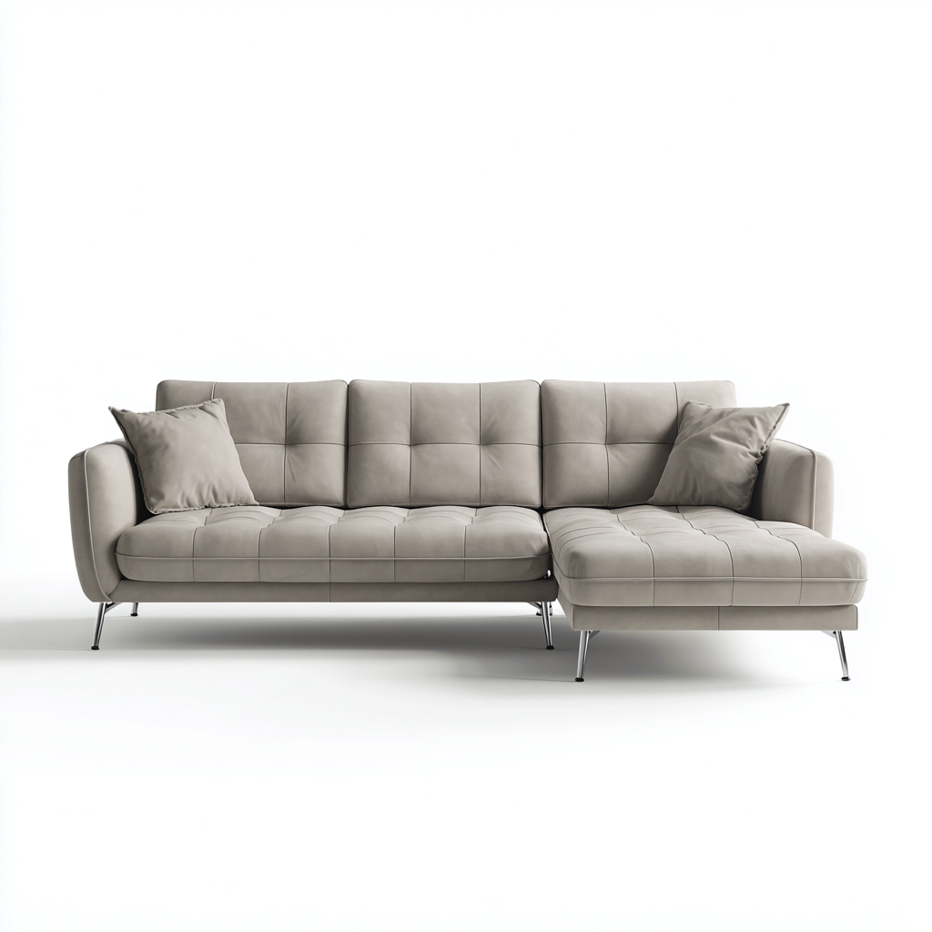 Divano angolare in similpelle 270x165x85 cm - tortora-cromato - design moderno-Padovae