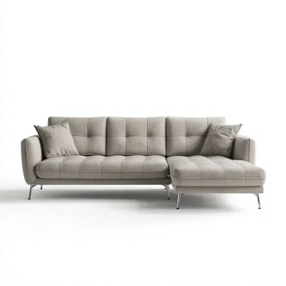 Divano angolare in similpelle 270x165x85 cm - tortora-cromato - design moderno-Padovae