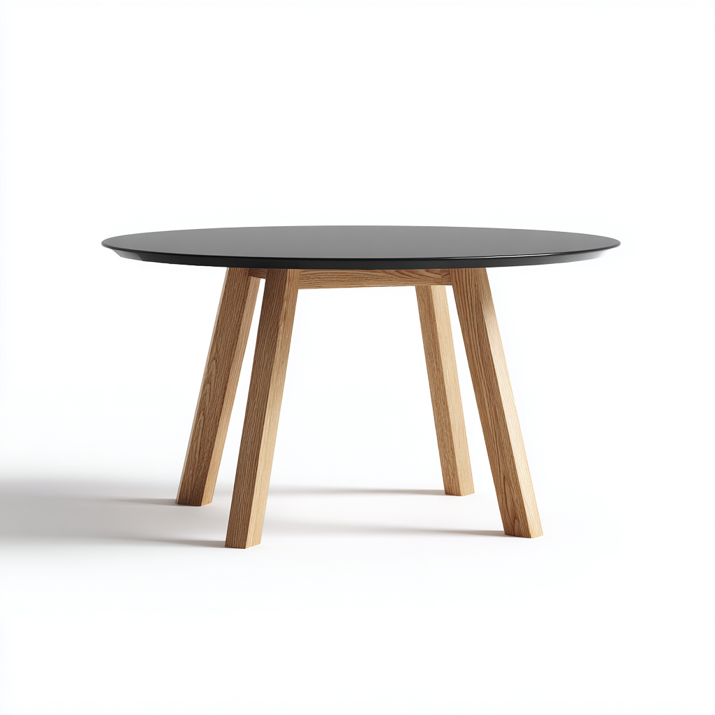 Tavolo da pranzo rotondo in legno e MDF - 120x120x75 cm - nero-rovere - design scandinavo-Padovae